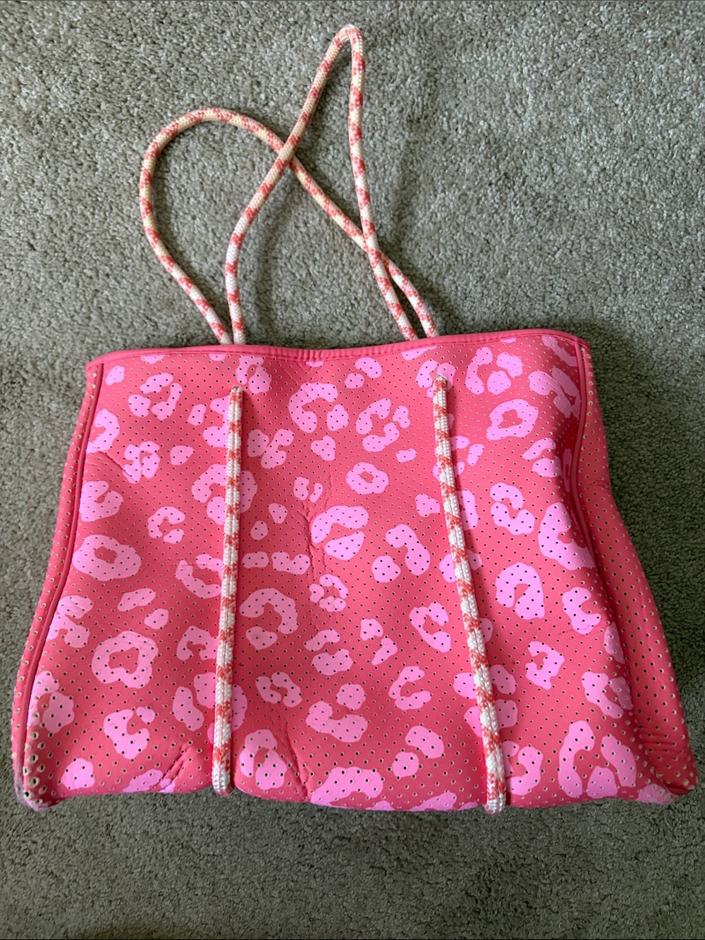 Pink Leopard Print Neoprene Tote Bag